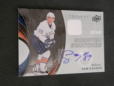2008-09 UPPER DECK TRILOGY SAM GAGNER #ed 46/100 3RD STAR SCRIPTED JERSEY AUTO