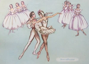Original 1950s Brownie Downing Print Ballerina Series "The Swan Lake" - Picture 1 of 9