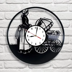 Georgian time baby buggy vinyl record clock home decor art kids bedroom shop  - Picture 1 of 1