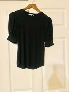 Black Puff Sleeve Stretch T Shirt Size S by Frame 