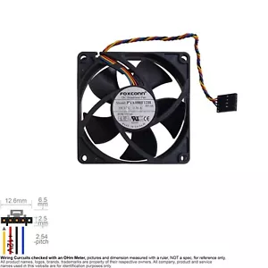 Fan Muffin Cooling DC 12V DC12V 12VDC 80mm 80x80x20 Foxconn PVA080F12H 0725Y7 - Picture 1 of 3