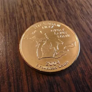2004 Michigan 24 karat gold plated Quarter. .99 ship - Picture 1 of 2