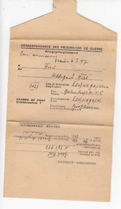 Foglio lettera (e risposta) prigioniero di guerra francese seconda guerra mondiale a Eschwege Assia nord-orientale - Foto 1 di 3