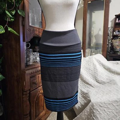 Falda lápiz midi a rayas gris y azul LuLaRoe Foto 1 de 4