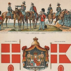 Dänemark (Waffen, Fahnen, Armee) - - Pressestich (um 1910) - Bild 1 von 3