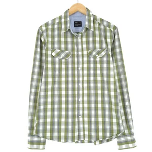 Vintage Peak Performance Men Shirt Green Plaid Flannel Cotton Nt1 Size M - Picture 1 of 9