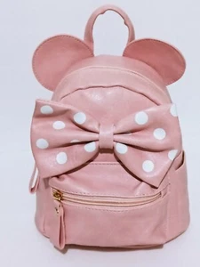 Mickey Ears Faux Leather 8" Mini Backpack Polka Dot Bow Lady Purse Travel Bag - Picture 1 of 5