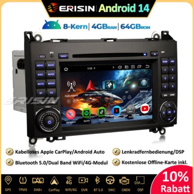 64GB DAB+Android 14 Autoradio GPS Mercedes A/B Klasse W169 W245 Viano VW Crafter - Bild 1 von 4
