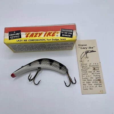 Vintage Lazy ike Fishing Lure KL-3 BLS Black Scales Box - Image 1 of 4