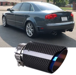 2.5" In 3.5" Out Carbon Fiber Muffler Exhaust Tip Trim For Audi A4 S4 A6 A8 S6 - Picture 1 of 14