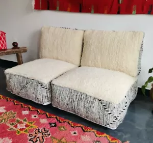 Marokkanisches Bodenkissen Set - 2 Sitzkissen + 2 Rückenkissen + 4 Reißverschlusstaschen - Bild 1 von 10