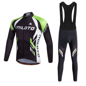 Kit de ropa de ciclismo para hombre manga larga ciclismo jersey acolchado (Bib) pantalones ajustados conjunto - Imagen 1 de 15