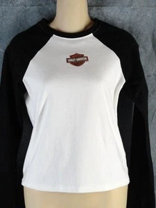 Harley Davidson S New Black White Long Sleeve T Shirt NWOT - Picture 1 of 1
