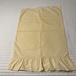 VTG MARTHA STEWART 1 YELLOW & WHITE PLAID RUFFLED STANDARD PILLOWCASE - Picture 1 of 9