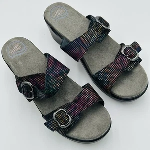Dansko Sophie Spotted Glitter Sandals Clog Platform Sz 10.5-11 /42 Buckle Slides - Picture 1 of 12