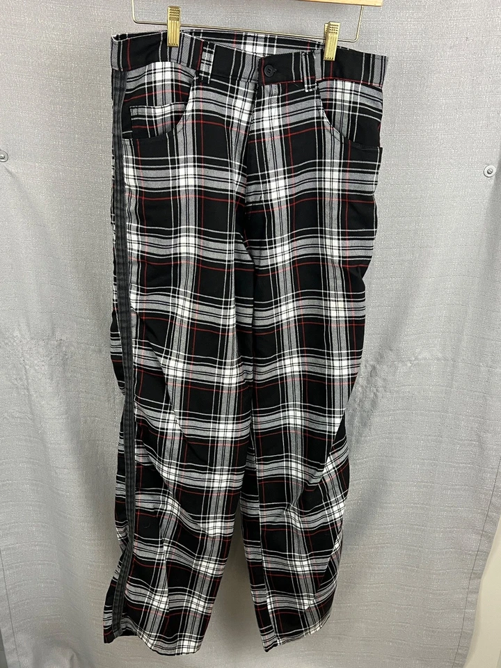 Pantalones de poliéster clásicos Morbid Thread Plaid negro/blanco/rojo Foto 1 de 4