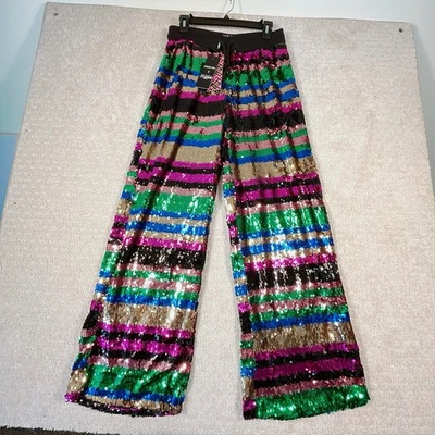 Dolls Kill X Jaded Full Sequined Flare Pants Womens Small New Flare Wearable Art - Image 1 of 4