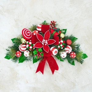 Christmas Peppermint Swag 25" - Handcrafted Christmas Holiday Decoration - Picture 1 of 12