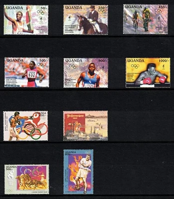 Lote de 2 juegos olímpicos de Uganda Scott #1358-63 y #1457-60. M.N.H. Foto 1 de 3