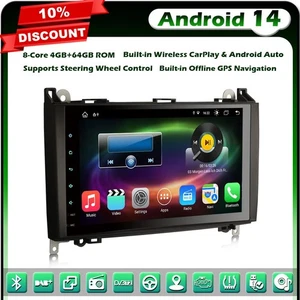 9" Android 14 DAB+ Autoradio Mercedes A/B Vito Klasse Viano Sprinter VW Crafter - Bild 1 von 24