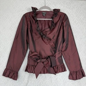 Top envolvente con volantes Y2K de colección M rojo negro caprichoso brujo vampiro victoriano Steampunk - Imagen 1 de 11