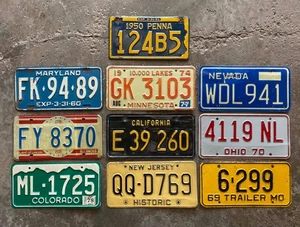 Vintage Craft Mixed State Decorator Flea Market License Plate Lot 1950s 60s 70s - Picture 1 of 4
