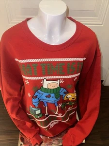 Christmas Xmas Adventure Time Sweatshirt Sweater Mens Size L Finn Large - Picture 1 of 6