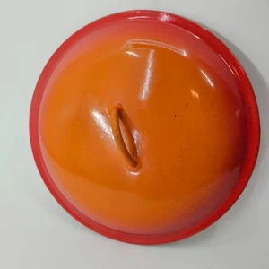 Descoware Vintage MCM Flame Orange Emaille Gusseisen FE 11" DECKEL 23-D 28 FE - Bild 1 von 5