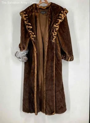 Jones New York Womens Brown Faux Fur Long Sleeve Winter Overcoat Size 2X - Image 1 of 4