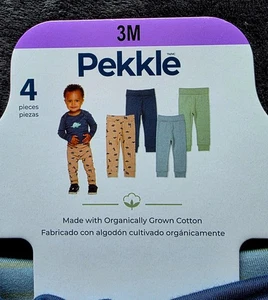 New baby boy PEKKLE 4 pc organic cotton pants bundle, 3 6 12 Mnt Summer Fall - Picture 1 of 5