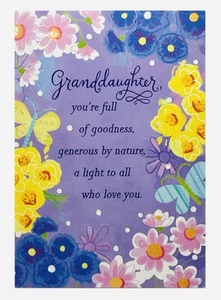 Easter Card For Granddaughter Purple Floral Glitter Accents Hallmark Card NEW - Picture 1 of 11