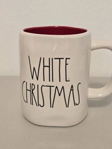 Rae Dunn WHITE CHRISTMAS Double Sided Snowflake Mug Red Inside Coffee ☕️ - Picture 1 of 6