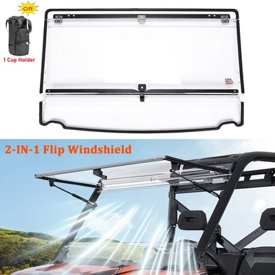 Scratch Resistant Front Flip Windshield for Polaris Ranger XP 1000/Crew 900 1000 - Image 1 of 4