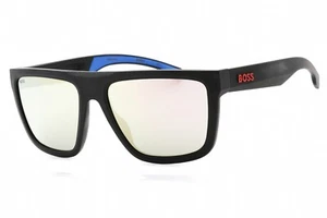 HUGO BOSS 1451/S 0VK DC Sunglasses Matte Black Blue Frame White Lens 59mm - Picture 1 of 4
