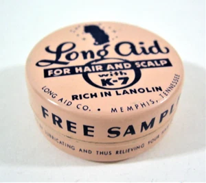Vintage Long Aid Hair & Scalp Free Sample Tin Long Aid Co Memphis Tenn - Picture 1 of 4