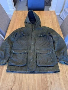 Herren Barbour Brindle Wachsjacke, grün, mit Kapuze, Wolle gefüttert, Large - Bild 1 von 14