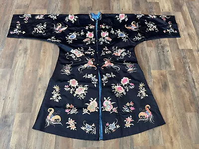 Gorgeous Antique Chinese Silk Butterfly Robe In Great Condition Qing D. 19th C. • 266.45$