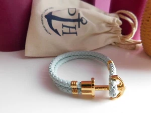 Damen Maritimes Paul Hewitt Armband / Armreif Hellblau mit Goldanker - Bild 1 von 5