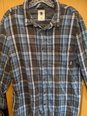 Element Mens Size Large Plaid Button Down Flannel Long Sleeve Blue Plaid - Image 1 of 3
