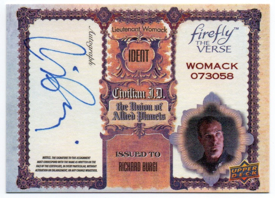 2015 Firefly The Verse Autographs BU Richard Burgi as Lieutenant Womack Auto - Image 1 of 1