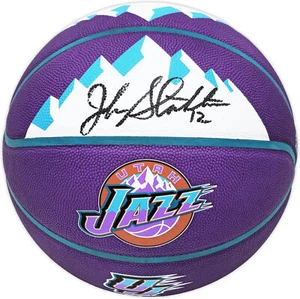 JOHN STOCKTON AUTOGRAPHED PURPLE CITY EDITION BASKETBALL JAZZ BECKETT 224372 - Picture 1 of 9