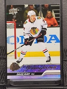 A David Gust Young Guns #218 Upper Deck Series 1 2023-24 Mint Blackhawks Orig. 6