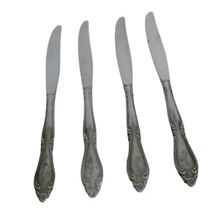 Oneida Edelstahl Oneidacraft Deluxe Chateau Monogramm L 4 Tafelmesser Besteck - Bild 1 von 8