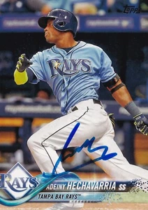 ADEINY HECHAVARRIA SIGNED AUTO'D 2018 TOPPS CARD #164 MIAMI MARLINS BLUE JAYS - Picture 1 of 3