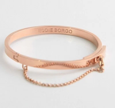 Auténtico Nuevo EDDIE BORGO Oro Rosa Vermeil Delgado Cadena de Seguridad Aro PULSERA $175 Foto 1 de 4