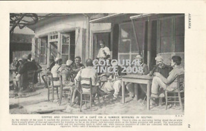 CAFE SCUTARI ALBANIA MORNING COFFEE  c 1926 PHOTO ILLUSTRATION PRINT