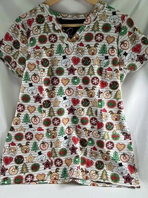 Blusa Médica Estampada por MAEVN Ajuste Moderno Cuello en V 3 Bolsillos Pequeña Vacaciones Foto 1 de 3