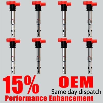 Bobina de ignição 8X OEM para 2005-2015 Audi A6 A8 Quattro Q7 R8 S5 VW 4.2L V8 UF529 - Imagem 1 de 4