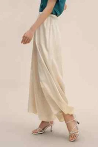 Pantalón LILYSILK Seda Morera Pierna Ancha Talla XS Color Beige - Imagen 1 de 8