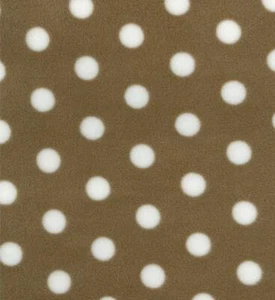 Printed Polar Fleece Fabric Material - POLKA DOT BEIGE - Picture 1 of 1